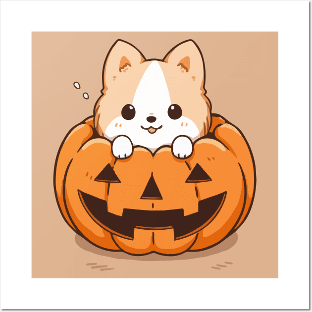 Puppy in a pumpkin Wall Art by etherElric